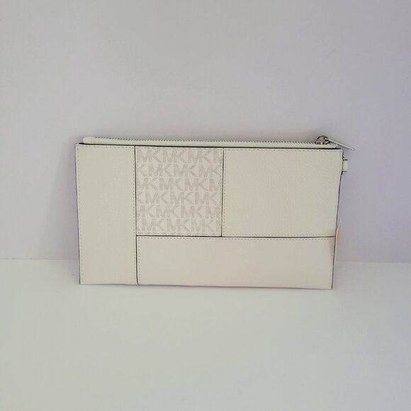 Michael Kors Jet Set Travel Large Top Zip Wristlet Optic White Smartphone Wallet - Picture 4 of 7